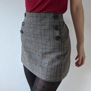 PLAID WOOL SKIRT